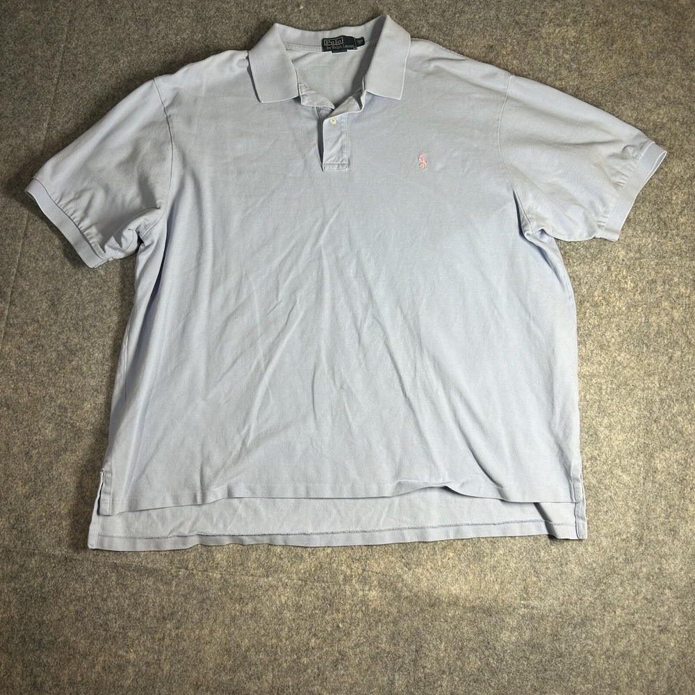 Polo Ralph Lauren Polo Shirt Mens 3XB Light Blue Pullover Preppy Golf Pink Pony